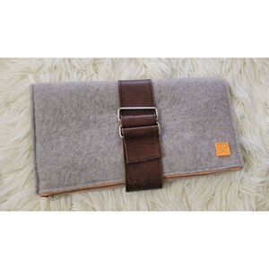 Mulxiply Felt Gray Clutch Bag Made In Nepal Zipper Top EUC 11x6